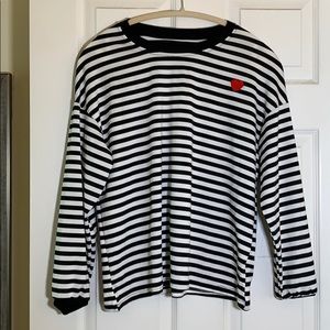 SHEIN Black & White Stripe Tee